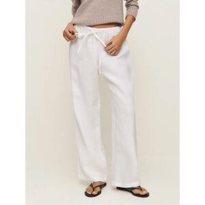 NWT Reformation Olina Linen Pants White Small